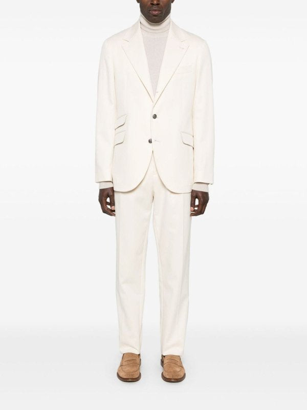 Beige Cotton Two-Piece Suit