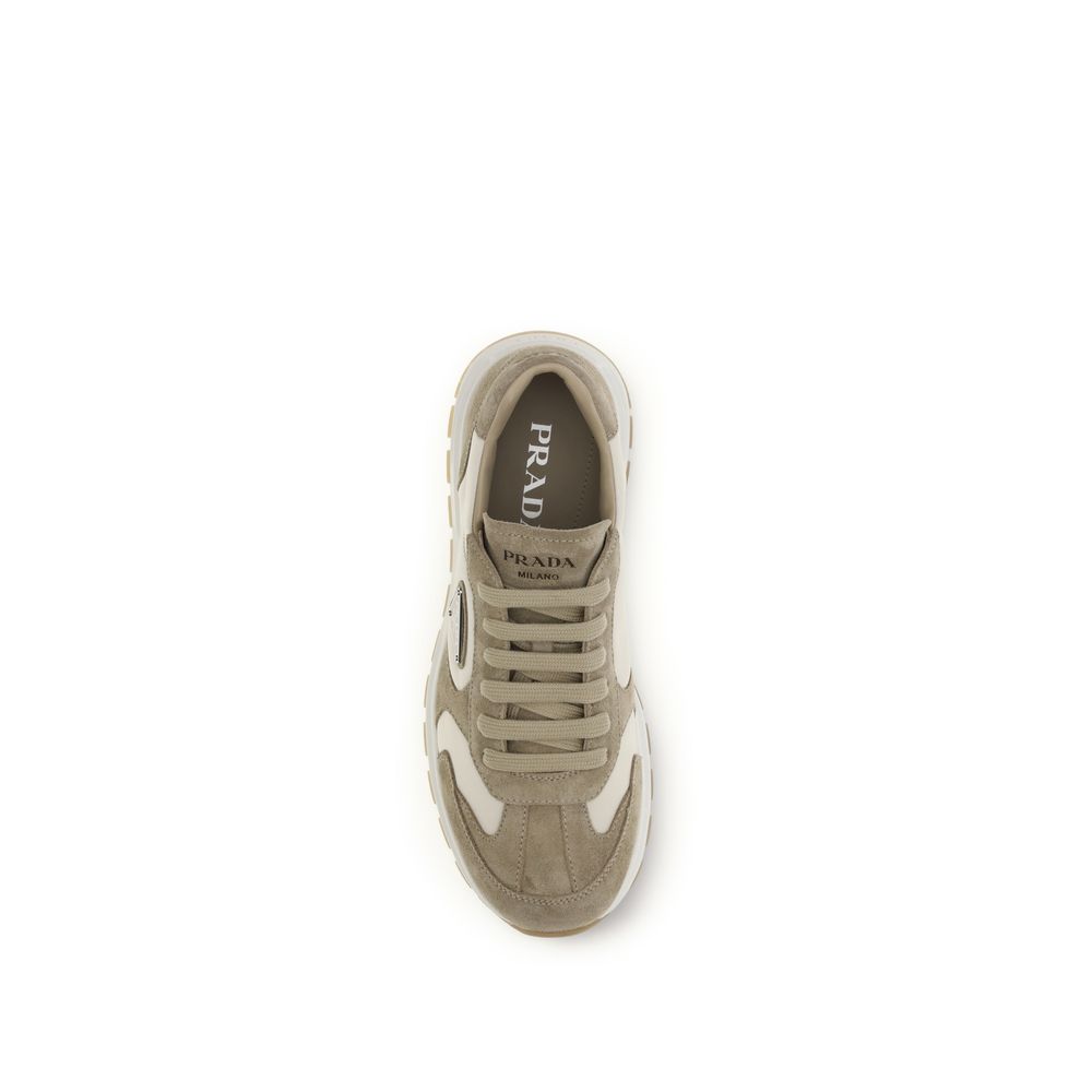 Beige Calf Leather Bos Taurus Athletic Sneakers
