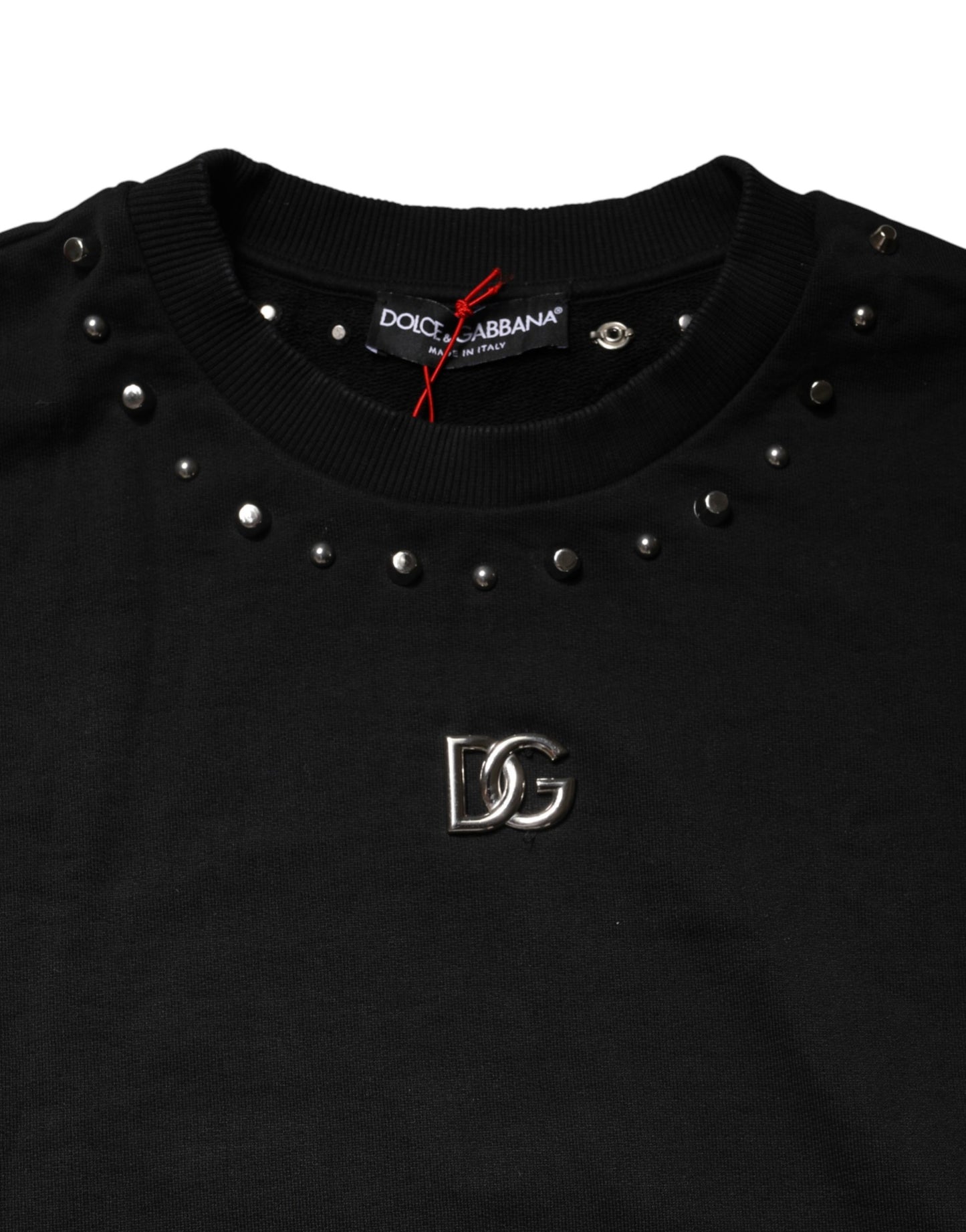 Black Embellished Cotton Sweatshirt Sweater
