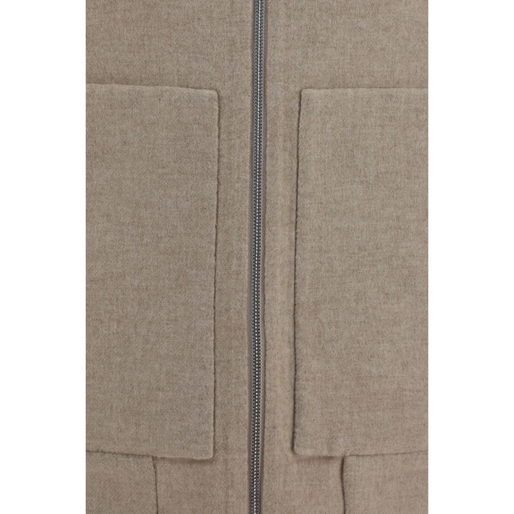 Beige Cashmere Full-Length Jacket
