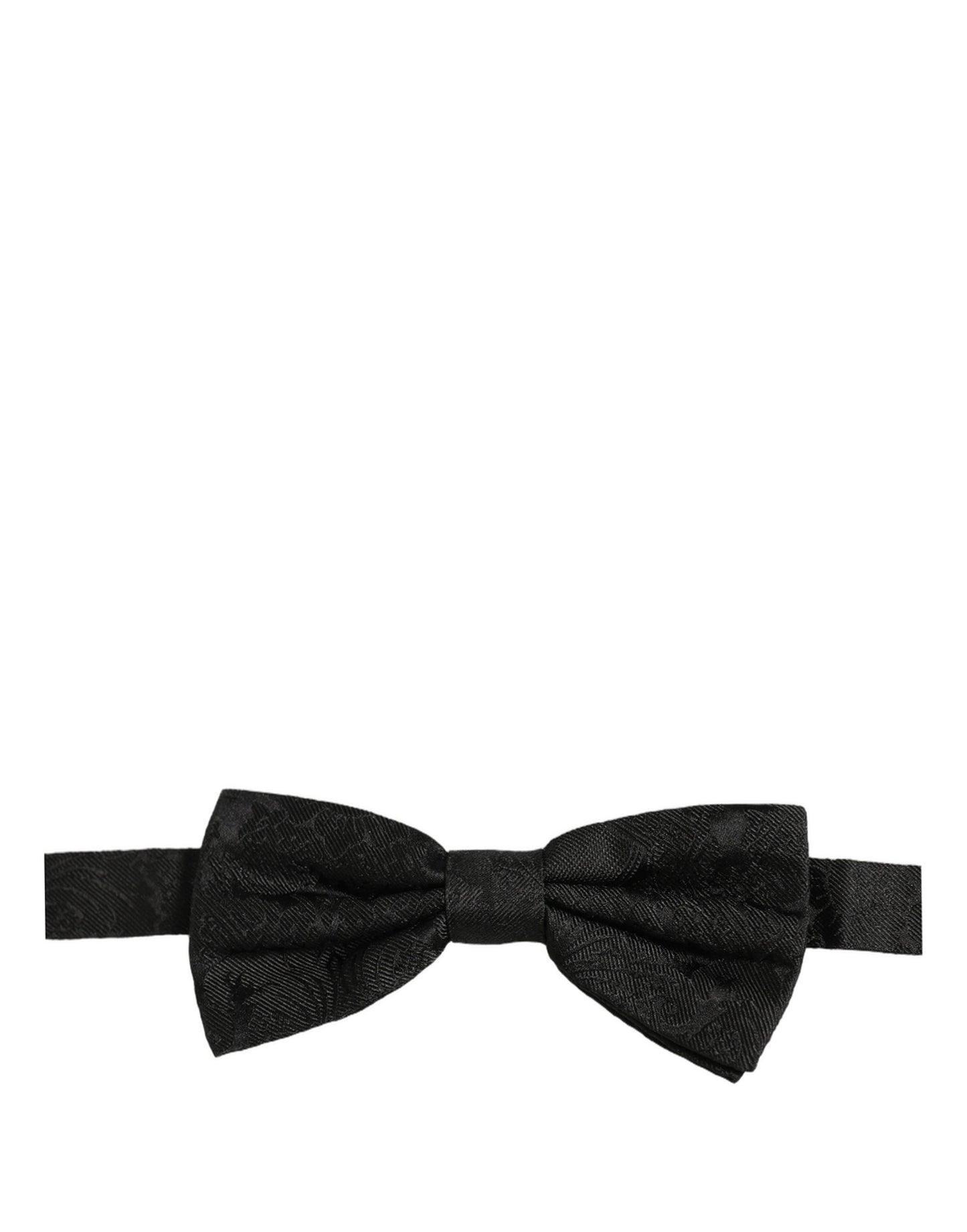Men Black Paisley Silk Adjustable Neck Papillon Bow Tie
