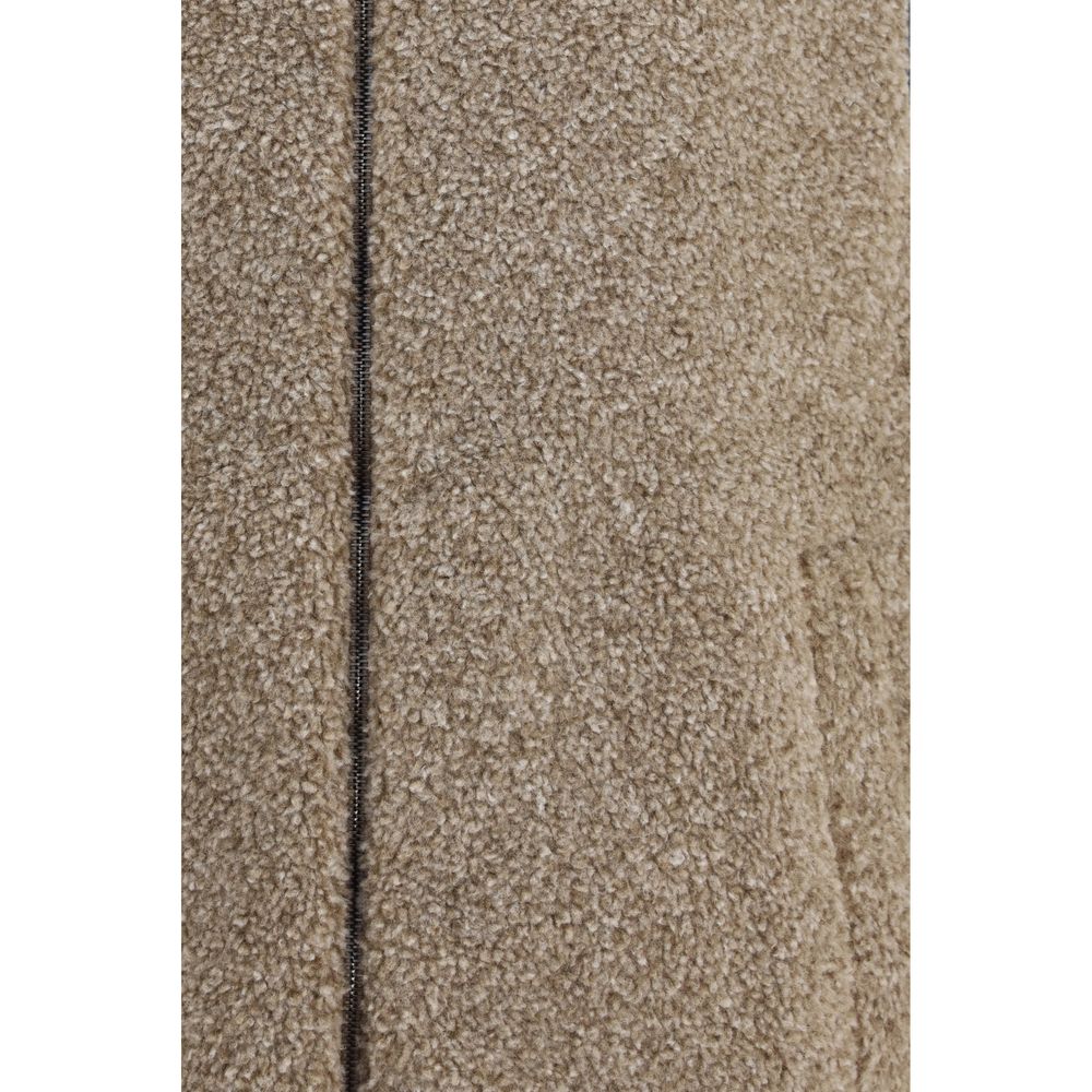 Beige Polyester Sleeveless Jacket