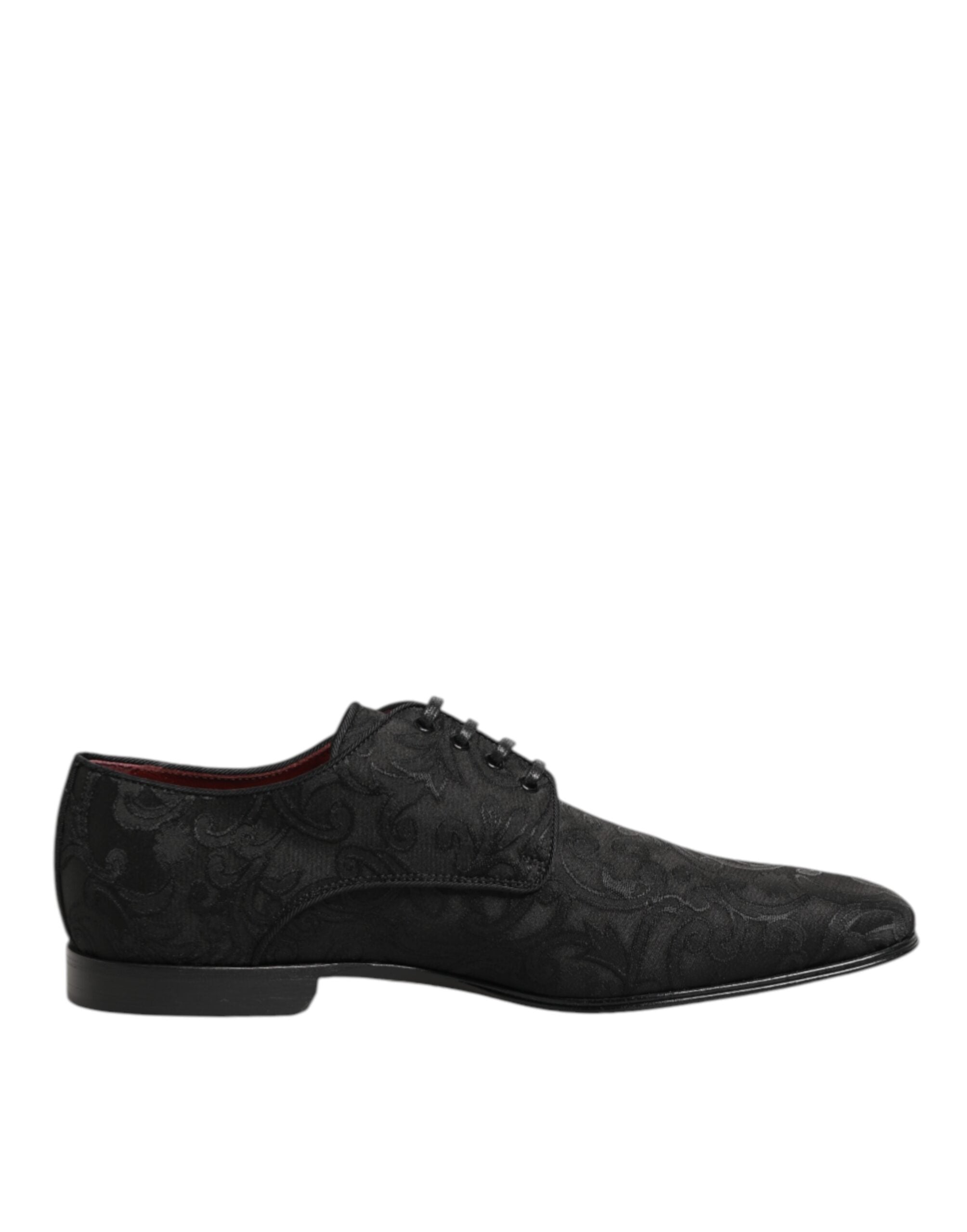 Dolce & Gabbana Black Brocade Lace Up Derby Men Dress Shoes - EU 39