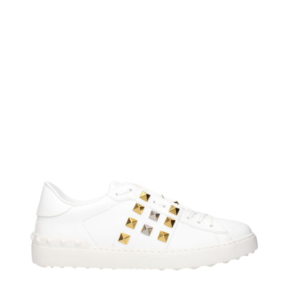 White Leather Low Top Sneakers