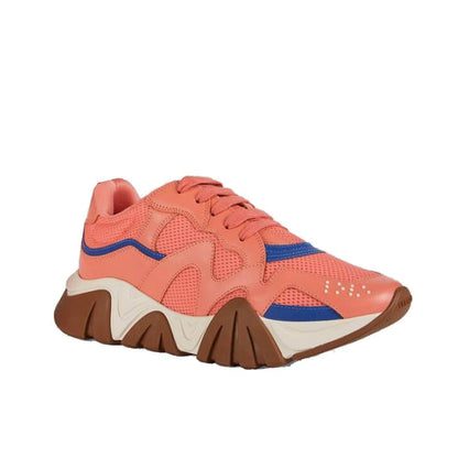 Orange Leather Chunky Sneakers