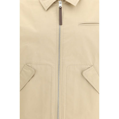Beige Cotton Full-Length Jacket