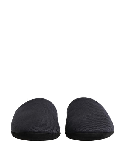 Dark Navy Wool Cotton Red Chevron Slippers Shoes