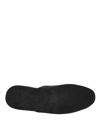 Dark Navy Wool Cotton Red Chevron Slippers Shoes