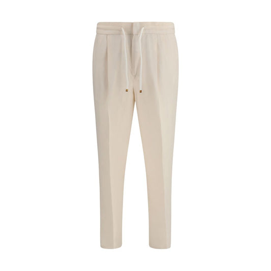 Beige Linen Casual Pants