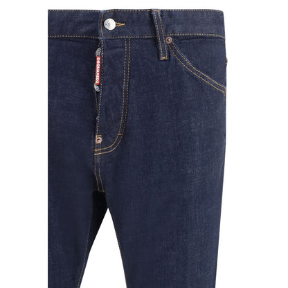 Blue Cotton Straight-Leg Jeans