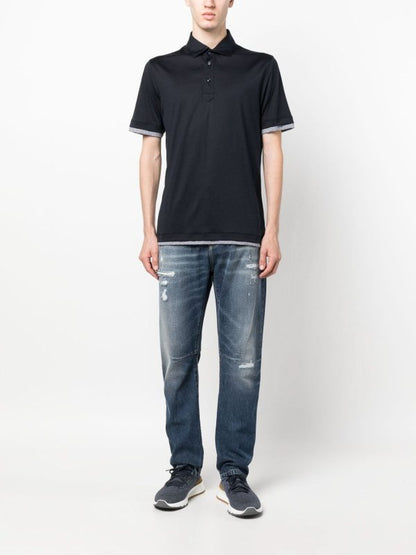 Gray Cotton Straight-Leg Jeans