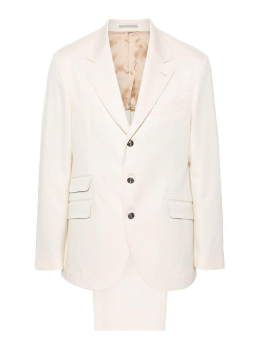 Beige Cotton Two-Piece Suit
