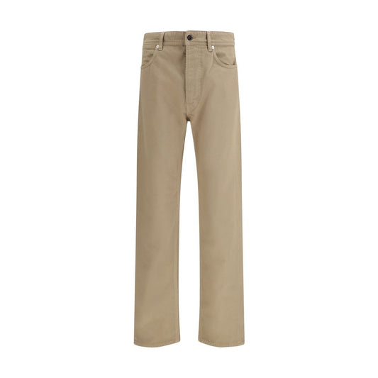 Beige Cotton Casual Pants