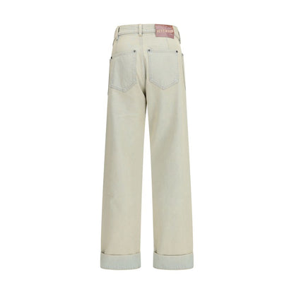 Beige Cotton Relaxed Fit Jeans