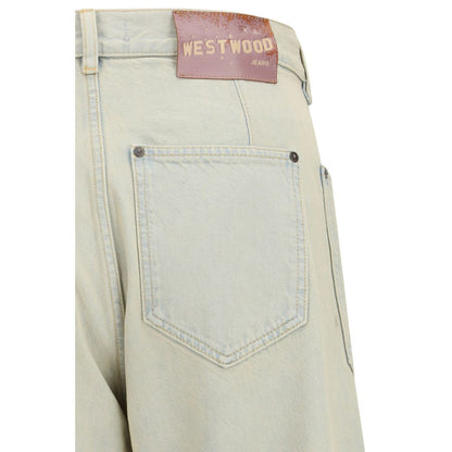 Beige Cotton Relaxed Fit Jeans