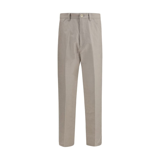 Beige Cotton Casual Pants
