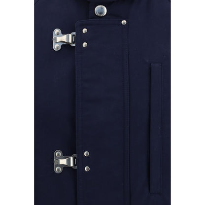 Blue Cotton Full-Length Jacket
