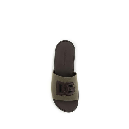 Bicolor Cotton Flat Sandals