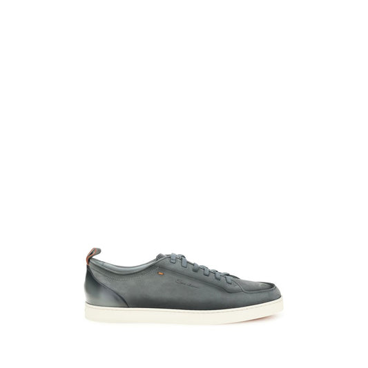 Gray Calf Leather Bos Taurus Low Top Sneakers