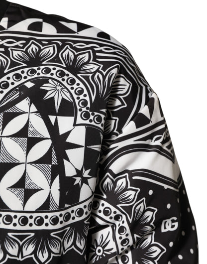 Black White BandanaPrint Men Bomber  Jacket