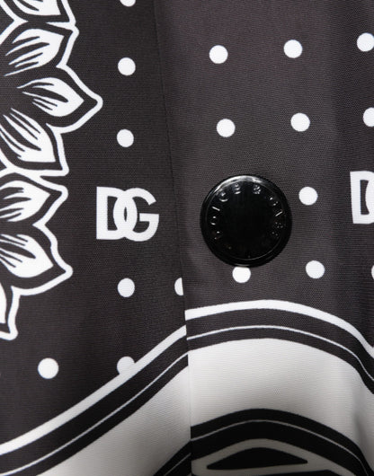 Black White BandanaPrint Men Bomber  Jacket