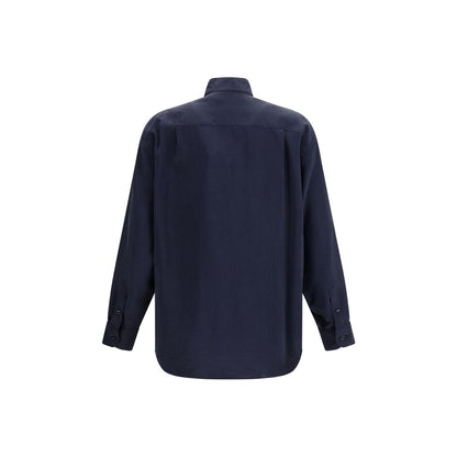 Blue Silk Dress Shirt