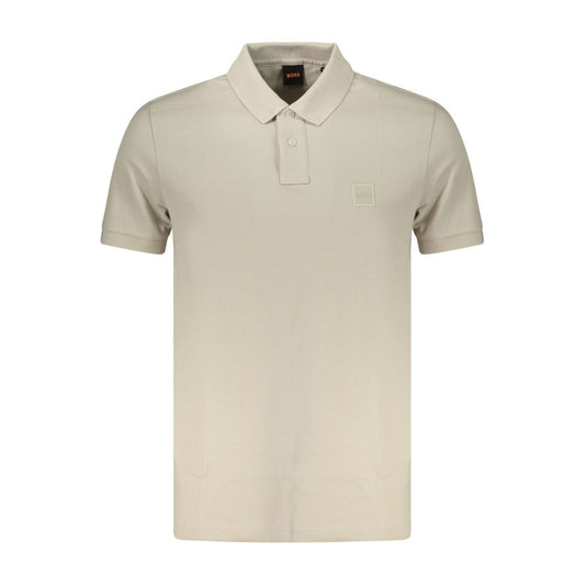 Beige Cotton Men Polo Shirt