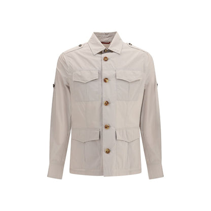 Beige Cotton Full-Length Jacket