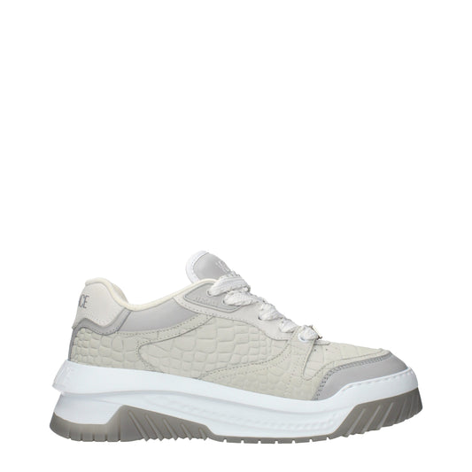 Gray Leather Low Top Sneakers