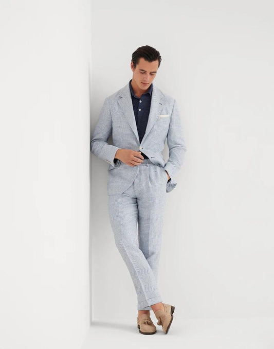 Light Blue Linen Casual Pants