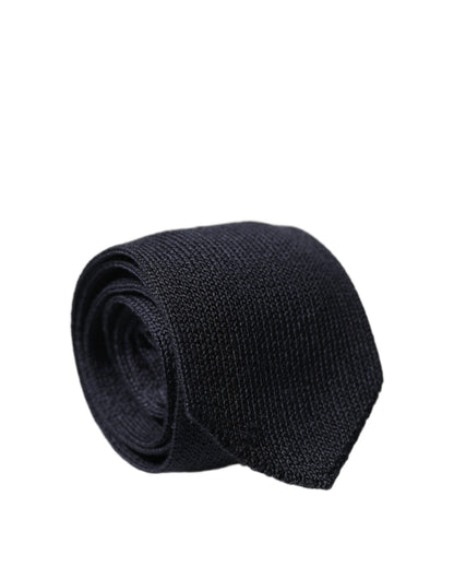 Dark Blue Solid 100% Silk Adjustable Men Necktie Tie