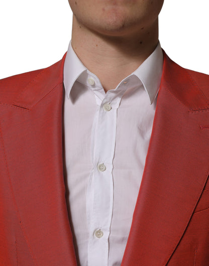 Red Wool Single Breasted Men Blazer Jacket