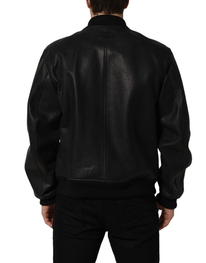 Black Leather Full Zip Men Biker Jacket