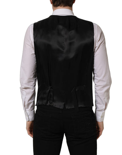 Black Wool Single Breasted Waistcoat Vest