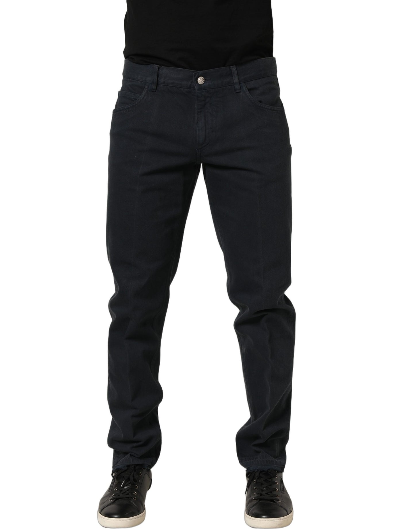 Black Cotton Mid Waist Skinny Men Denim Jeans