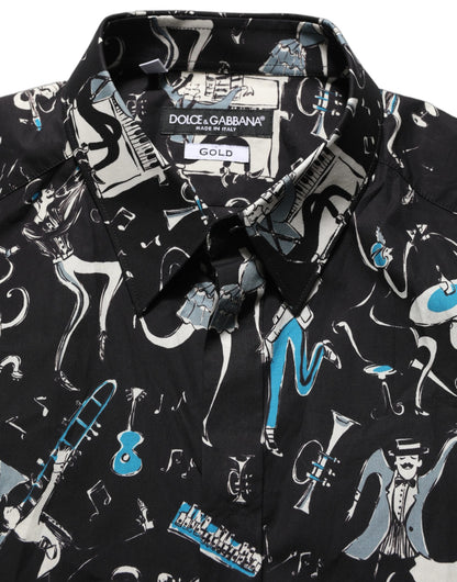 trader joe's green goddess dressing Dolce & Gabbana Black Jazz Club Cotton GOLD Fit Dress Shirt - IT39