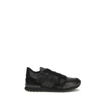 Black Polyester Athletic Sneakers