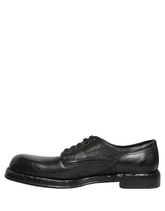 Black Leather Lace Up Derby Dress Men Shoes