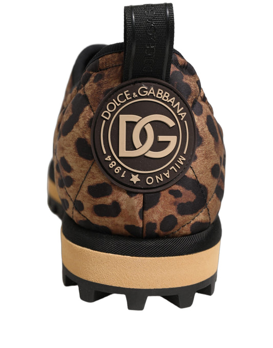 Brown Leopard Print Quilted Men Sneakers Shoes