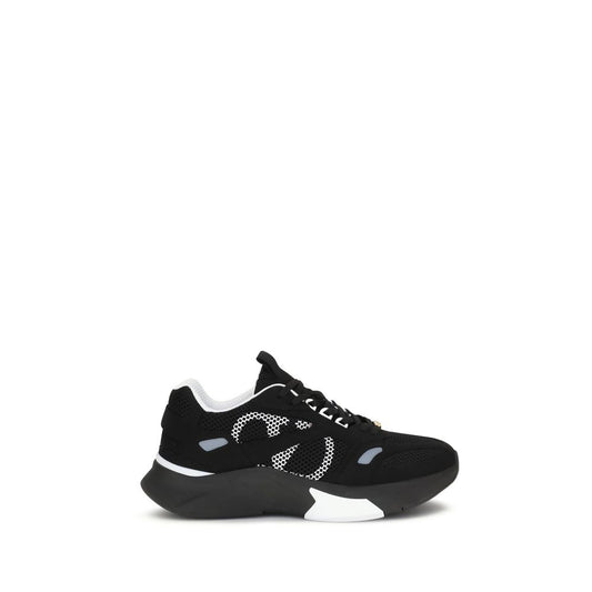 Black Polyester Athletic Sneakers