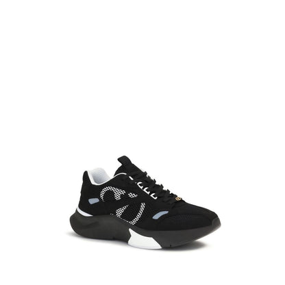 Black Polyester Athletic Sneakers