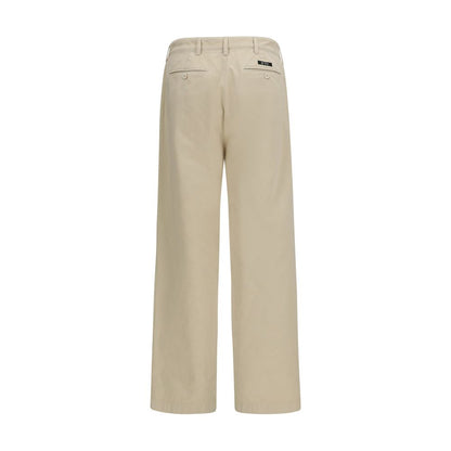 Beige Cotton Casual Pants