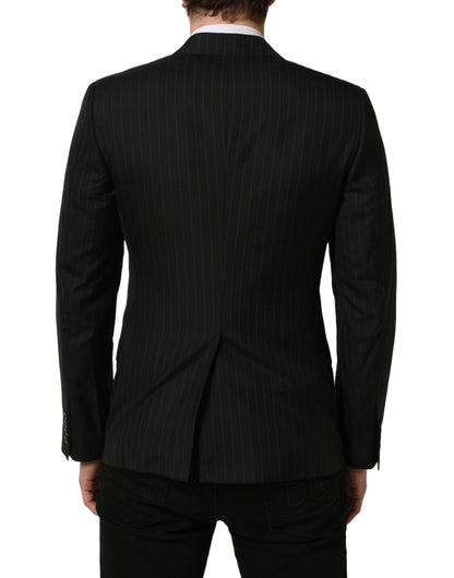 Black Stripes Wool Single Breasted Blazer