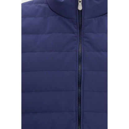 Blue Polyester Sleeveless Jacket