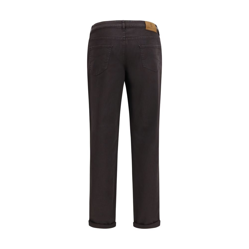 Brown Cotton Cropped Jeans