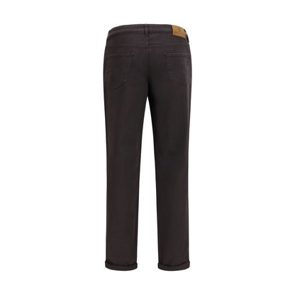 Brown Cotton Cropped Jeans