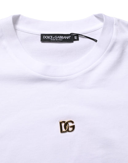 White Metal DG Logo Cotton Short Sleeves T-shirt