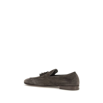 Beige Calf Leather Bos Taurus Slip-On Loafers