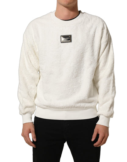 White LogoPlaque CrewNeck Sweatshirt Sweater