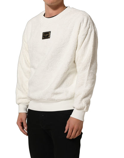 White LogoPlaque CrewNeck Sweatshirt Sweater